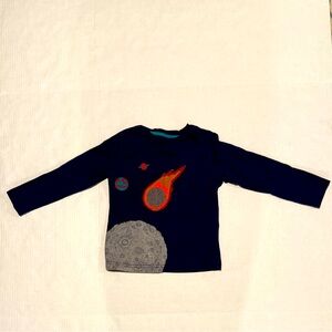 Mini Boden Planet Appliqué Shirt Size 2-3Y Excellent Used Condition